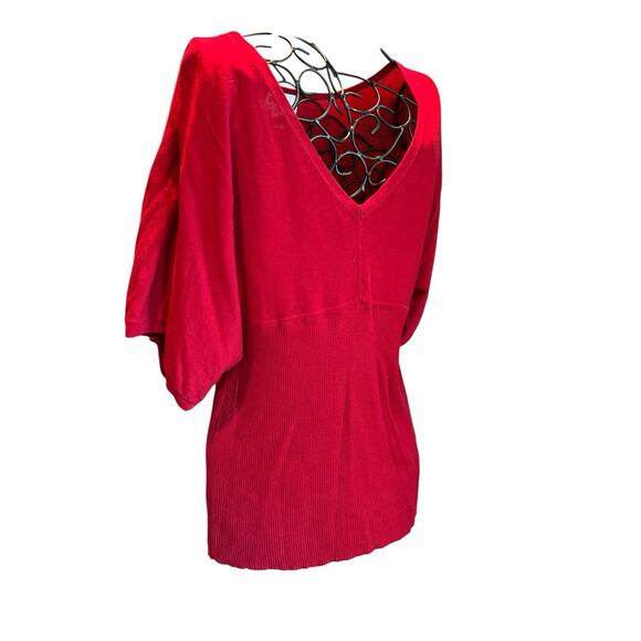 Ann Taylor Loft Women's Sweater Red V-Neck100% Cotton Size M - Picture 2 of 5